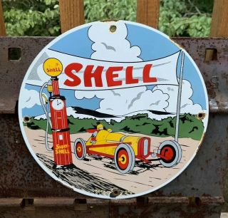 Vintage Shell Gasoline Porcelain Sign,  Gas Station,  Oil Pump Plate