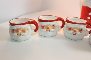 Vintage Holt Howard Christmas Winking Santa Claus Ceramic Pitcher Cups 1960 H H 3