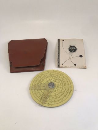 Classic Vintage Pickett Circular Slide Rule Model 101 With Case And Book