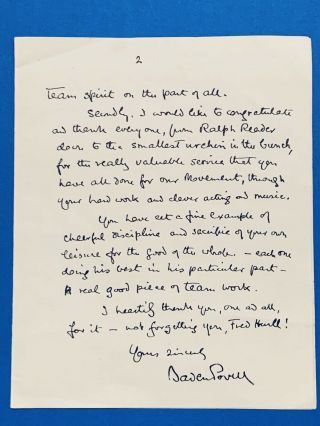 Boy Scout Official Letter Signed Baden Powell Dated On 1938