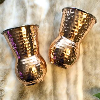 Napa Style Copper 20oz Highball Hand Hammered Double Wall Tumbler Set Of 2