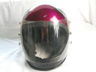 Vintage Metalflake Motorcycle / Snowmobile Helmet,  Arctic Cat Colors.  (D.  S. ) 2