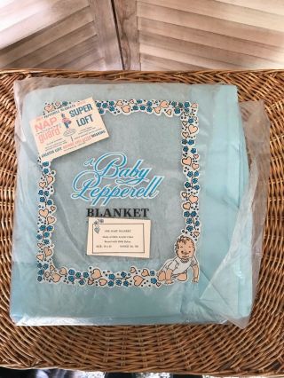 Vintage Baby Pepperell Blue Blanket Satin Trim 50 