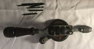 Vintage Craftsman Eggbeater Style Hand Crank Drill With Drill Bits