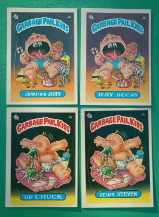 1985 Garbage Pail Kids Series 1 - Cards 2a,  2b,  3a And 3b - Near - Matte