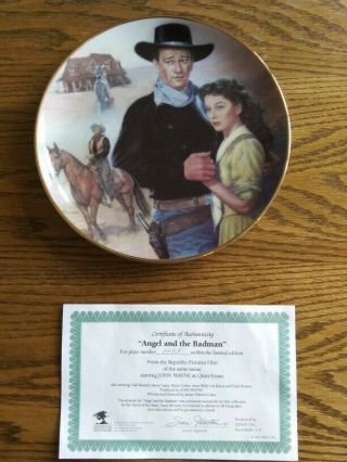 Republic Pictures John Wayne " Angel And The Badman " Limited Ed.  Plate - W/coa