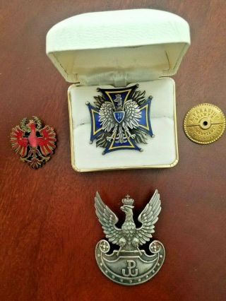 Group Of 3 Ww2,  Post Ww2 Polish Military Badges 13th Infantry Regiment,  A.  Panasiuk