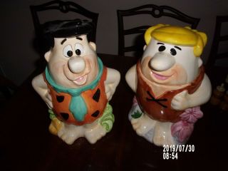 Vintage Hanna Barbera Barney Rubble & Fred Flintstones Cookie Jar Ceramic