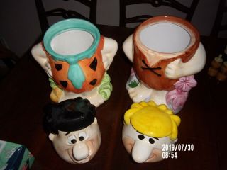 Vintage Hanna Barbera Barney Rubble & Fred Flintstones Cookie Jar Ceramic 2