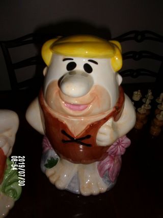 Vintage Hanna Barbera Barney Rubble & Fred Flintstones Cookie Jar Ceramic 3