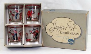 Rare Vintage Mid Century Libbey Glass Sports Jigger Set