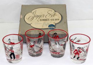 Rare Vintage Mid Century Libbey Glass Sports Jigger Set 2