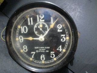 1941 Navy Seth Thomas Mark 1 Deck Clock 37302 U.  S.  Navy D162 Ps