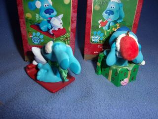 2 Hallmark Ornaments Blues Clues Surprise Package & Blue & Periwinkle 2000 - 2001 3