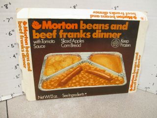 Morton Tv Dinner Box Beans N Franks 1972 Frozen Food,  Hot Dog,  Corn Bread,  Apples
