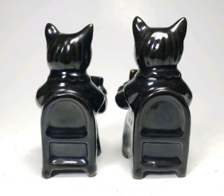 Vintage Black Cats Anthropomorphic Salt Pepper Shaker Reading Books Japan 2
