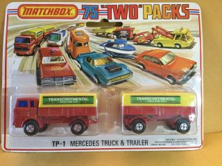 1975 Lesney Matchbox 75 “two” Packs Tp - 1 Mercedes Truck And Trailer