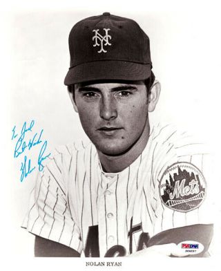 Nolan Ryan Autographed Signed 8x10 Photo Mets " To Joel " Vintage Psa S64697