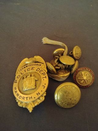 Vintage Obsolete Police Department Commissioner Badge Pin Haworth Jersey