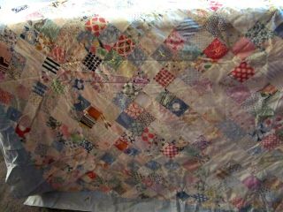 Vintage Patchwork Quilt Multi - Color For Repair Or Cutter 72 " X 56 " W/o Border