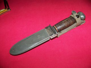 Wwii U.  S.  U.  S.  N.  Mark 1 Rh Pal 35 Fighting Side Knife With Usn,  Scabbard