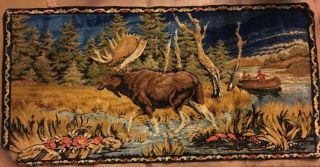 Vintage Tapestry Wall Hanging Elk 19”x38” Made In Italy Rt Company York