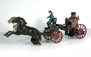 1880s Large Size Cast Iron Carpenter Horse Drawn Fire Engine Pumper 18.  5 " Long