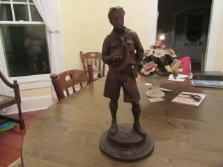 Boy Scout Mckenzie Ceramic Statue Older Bronze Colored Style 17 Inches Tall Th4