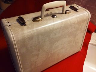 Vintage Samsonite Shwayder Beige Marble Suitcase 15.  5 " X 11 " X 7 ",  Great Shape