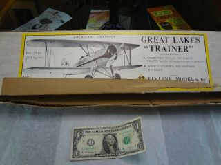Vintage Flyline Great Lakes Trainer R/c Balsa Model Kit / 40 " / Complete / Nib