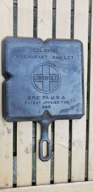 Vtg Griswold Cast Iron Colonial Breakfast Skillet 666 B Large Block Logo Erie