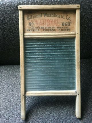 Antique National Washboard Company No 860 Glass Clothes Washer Vtg Soap Saving