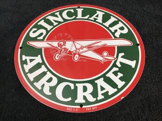 Vintage Sinclair Porcelain Sign Gas Oil Pump Plate Service Station Aviation Rare