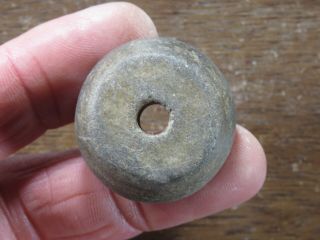Burnished Pre - Columbian Clay Spindle Whorl,  Great Example,  Dia.  1 1/4 X Anderson