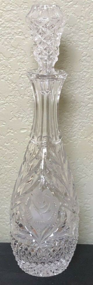 Vintage Cut Crystal Vodka Wine Liquor Decanter Glass Stopper Etched Floral