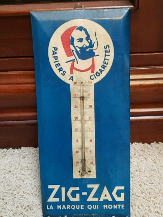 Vintage Zig Zag Cigarette Papers Advertising Thermometer Sign Paris France