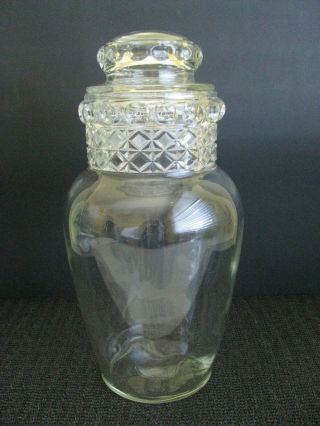Antique,  Vintage Clear Glass Large Apothecary Drug Store Jar Diamond Thumbprint