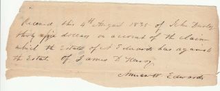 Ninian W.  Edwards Document Signed Autograph Abraham Lincoln Brother - In - Law