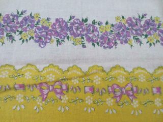 True Vintage Open Feedsack Floral Border Feed Bag Quilting Sewing Fabric