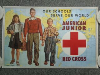 Two Vintage Litho American Junior Red Cross Posters Wwii 1940 