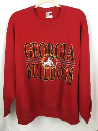Vintage Uga University Of Georgia Bulldogs Sweatshirt Red Old Mascot Retro Xl