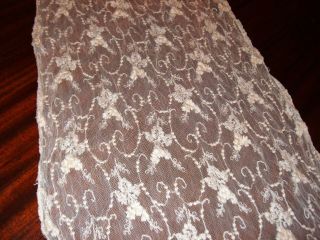 Vintage Ruffled Netted Lace Curtain Panels - Gorgeous Embroidered Lace 2