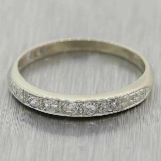1930s Antique Art Deco 18k White Gold 0.  10ctw Diamond Wedding Band Ring