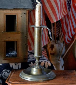 Antique 19th C Brass Push Up Candle Stick