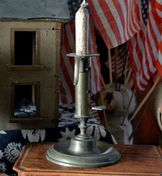 Antique 19th c Brass Push Up Candle Stick 2
