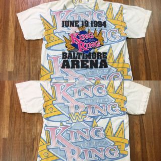 Vintage Wwf King Of The Ring T Shirt Sz L All Over Print 1990s 90s Wrestling