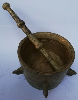 Antique Bronze Mortar & Pestle For Cartridge Crushing For Old Guns /collectibles