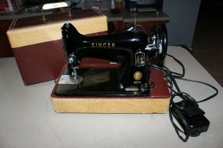 Vintage 1956 Singer 99 Sewing Machine W/light & Foot Pedal -