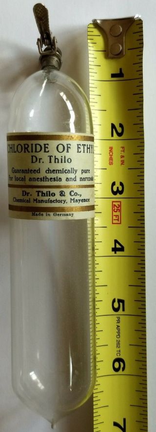 Antique 1924 Dr.  Thilo & Co.  - Glass Chloride Of Ethyl Dispenser.  Very Scarce