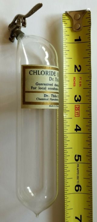 Antique 1924 Dr.  Thilo & Co.  - Glass Chloride of Ethyl Dispenser.  Very Scarce 2